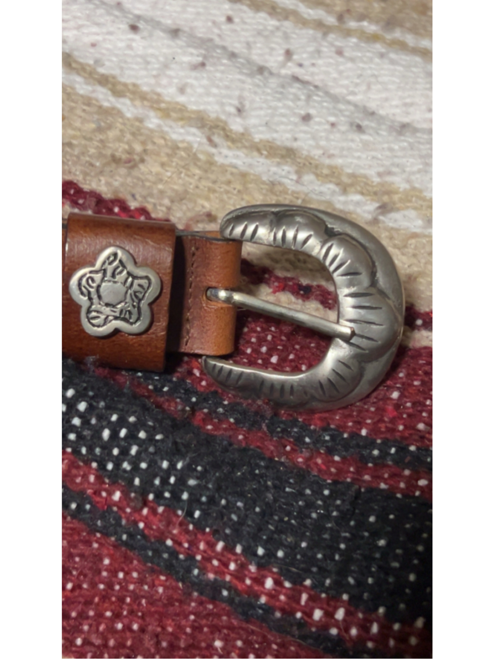 Women's Unbranded Western Brown Leather Belt with Silver Studs, One Size